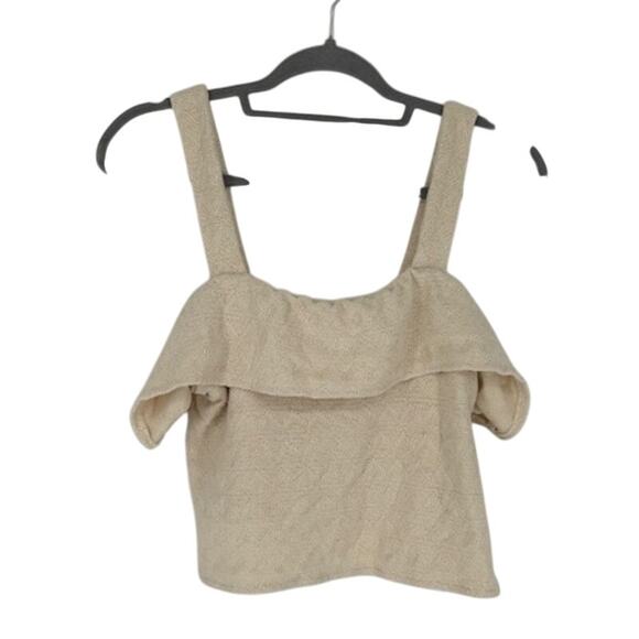 Madewell Cotton Ruffled Tank Top in Cream – Size Medium NWOT - Picture 4 of 7